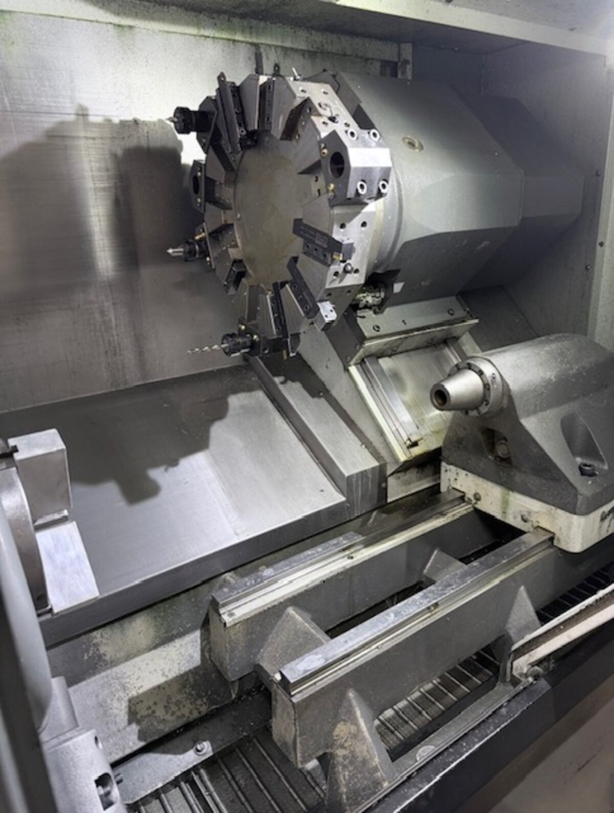 Lathe turret with tooling loaded